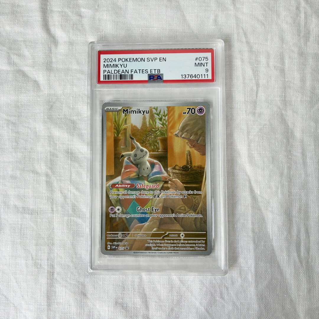 Pokemon TCG PSA9 Mimikyu Paldean Fates ETB Promo #075 2024 ENG